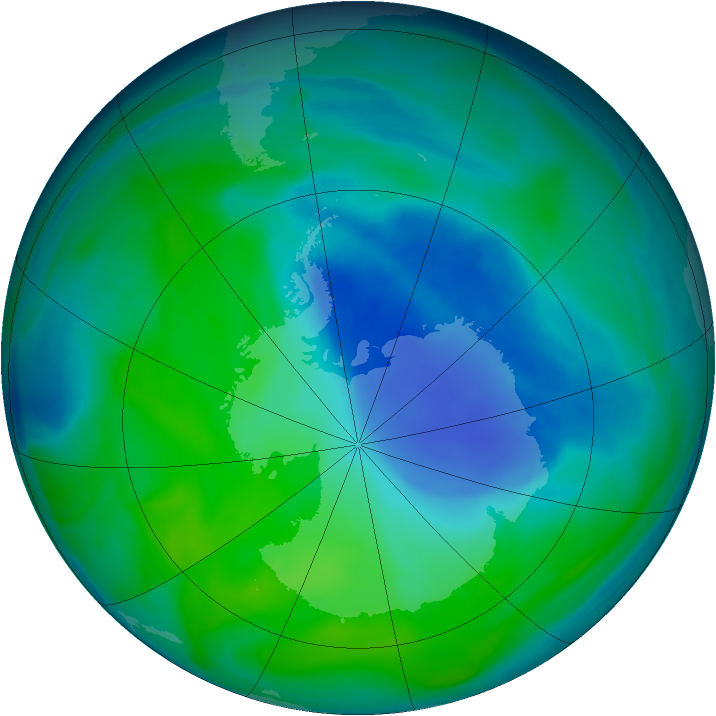 Antarctic ozone map for 12 December 2006